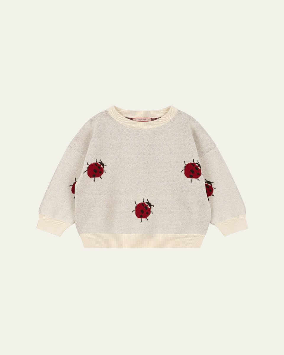 Girl's Lapis Ladybug-Print Sweater, Size 3M-10